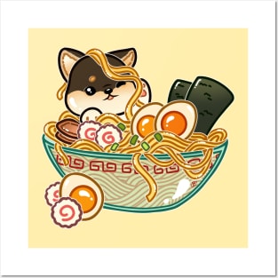 Shiba Inu Dog Ramen Bowl Posters and Art